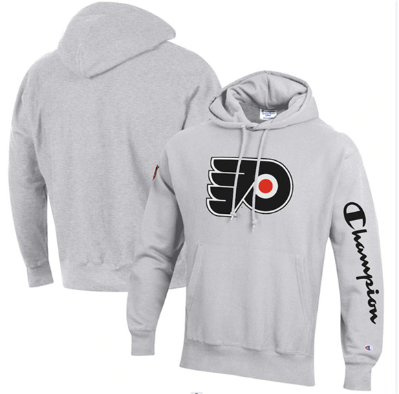 Men's Philadelphia Flyers Champion Heathered Gray Reverse Weave Pullover Hoodie